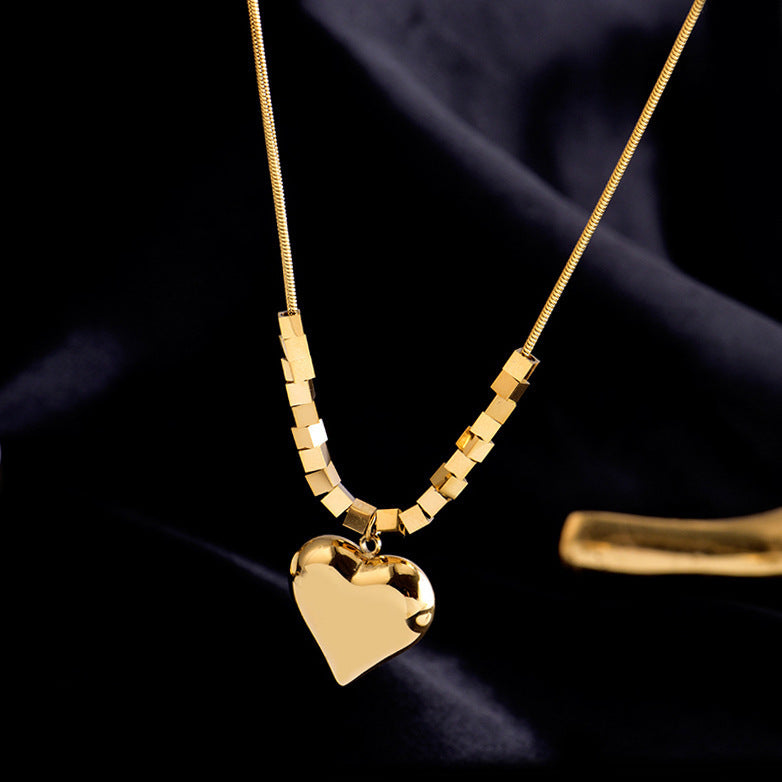 Women's Square Titanium Steel Heart Necklace Brand: aeac