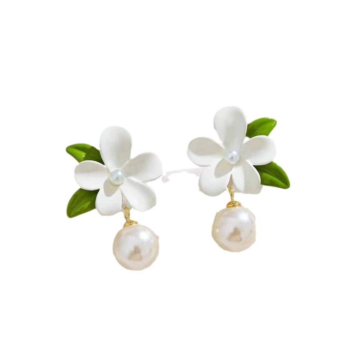 White Flower Summer Earrings Asymmetric Eardrops Brand: aeac