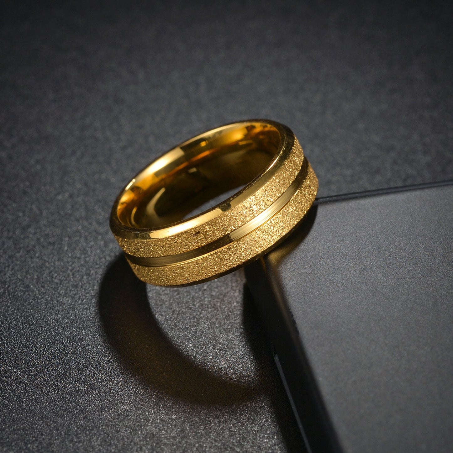 8mm Gold Plated Stainless Steel Ring – Euro-American Style Brand: aeac