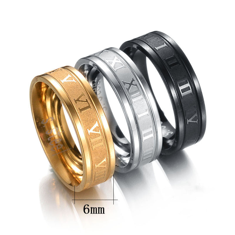 Punk ring stainless steel straight edge Roman numeral ring Brand: aeac