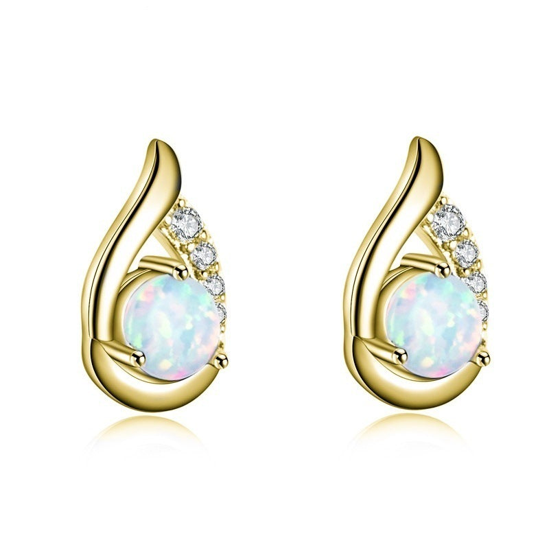 Simple All-match Opal Earrings Diamond Drop-shaped Women Brand: aeac