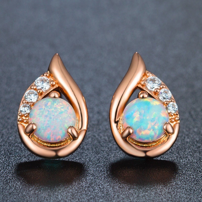 Simple All-match Opal Earrings Diamond Drop-shaped Women Brand: aeac