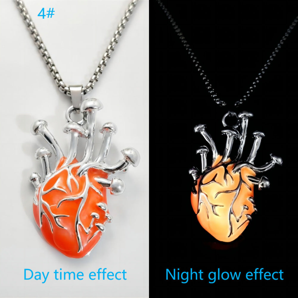 Zinc Alloy Luminous Heart Pendant Necklace Brand: aeac