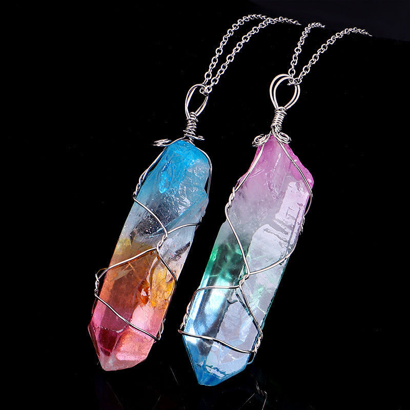 Seven Color Natural Stone Winding Hexagonal Crystal Brand: aeac