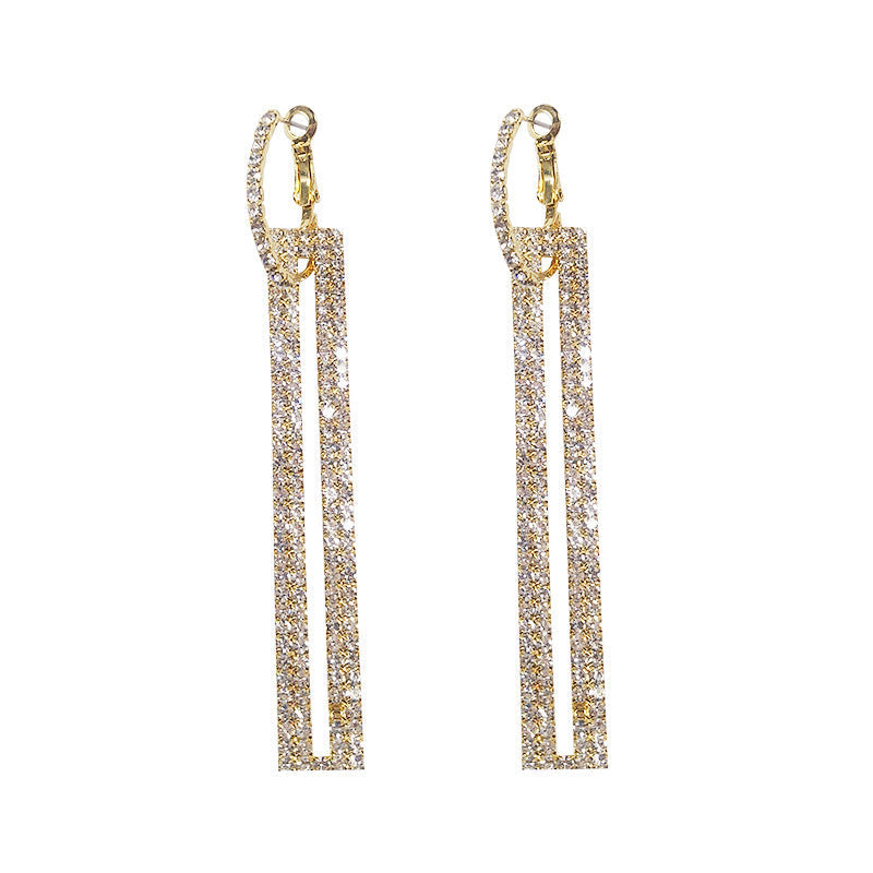 Long square hypoallergenic diamond earrings Brand: aeac