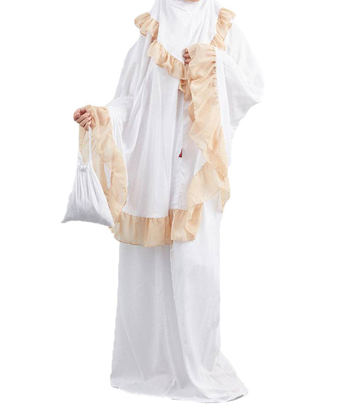 Muslim Kids Ramadan Girls Long Sleeve Dress Hijab Abaya Robe Arab Dubai Children Kaftan Headscarf Islamic Kids c Brand: aeac