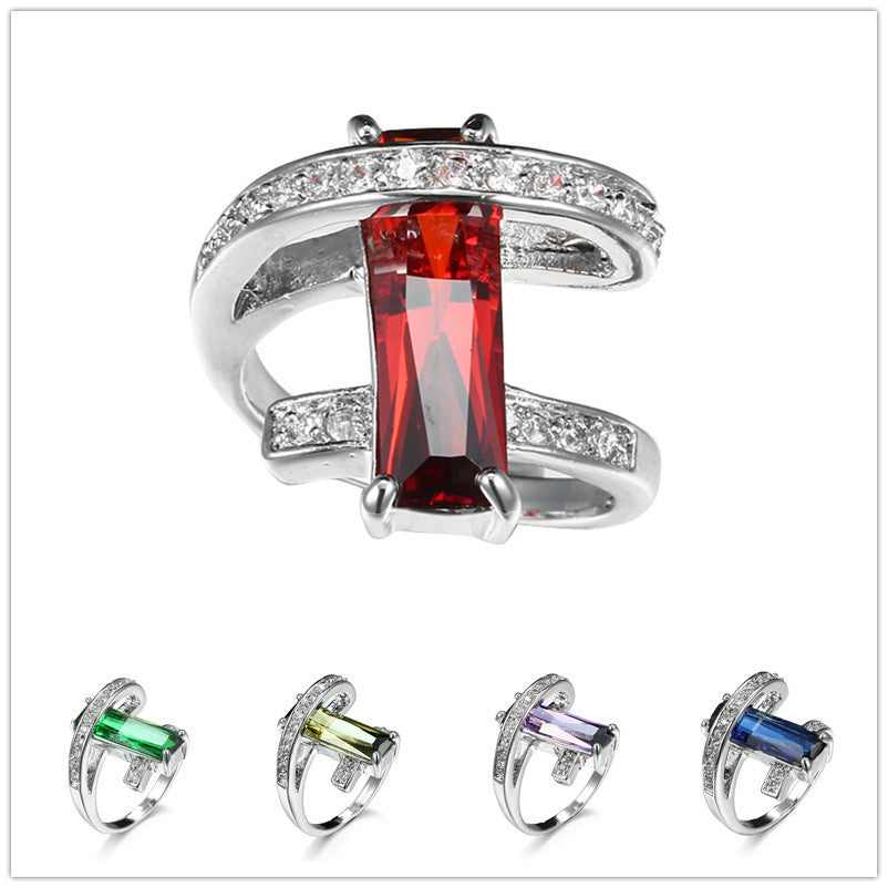 New Product Creative Fashion Rectangle Zircon Ring Brand: aeac