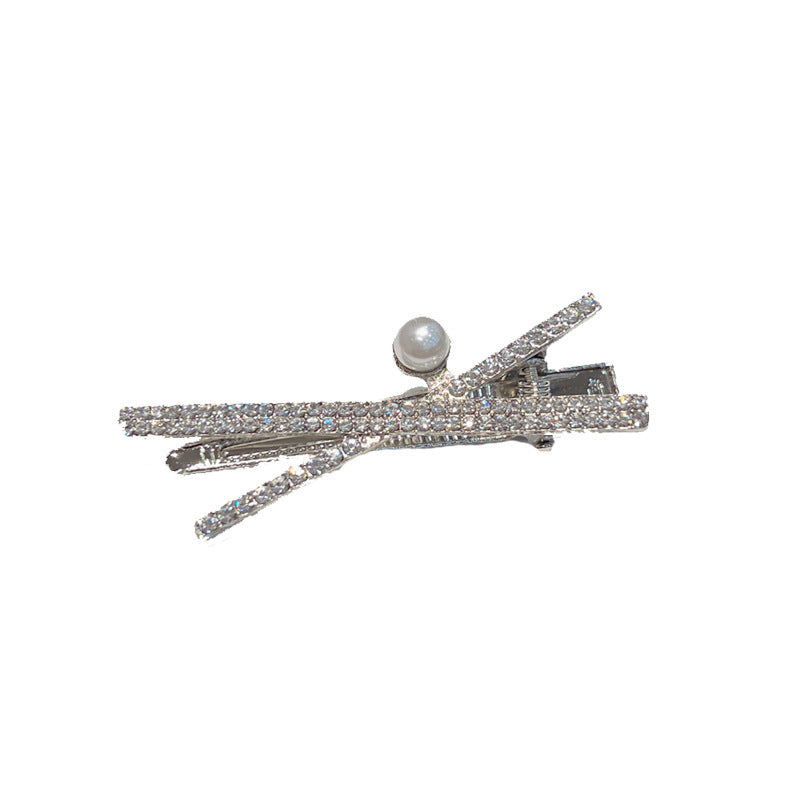 Fashion Silver Cross X-shaped Rhinestone Barrettes Women Brand: aeac