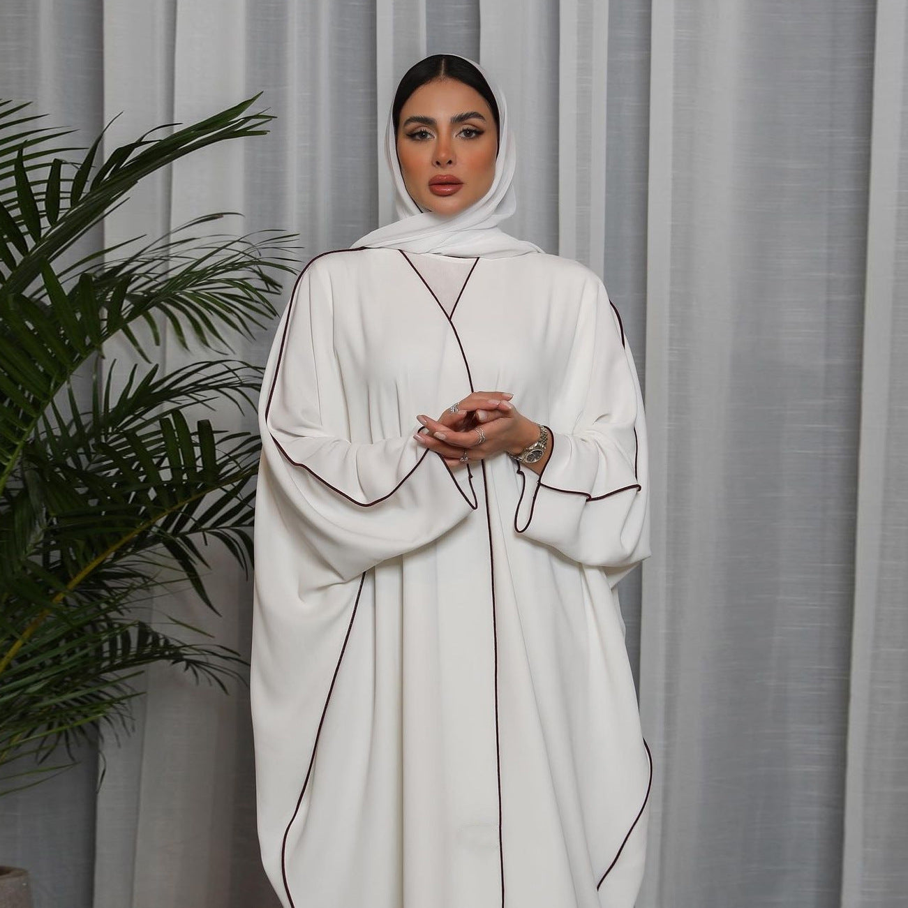 Women's White Patchwork Plus Size Women's Abaya Robe Brand: aeac