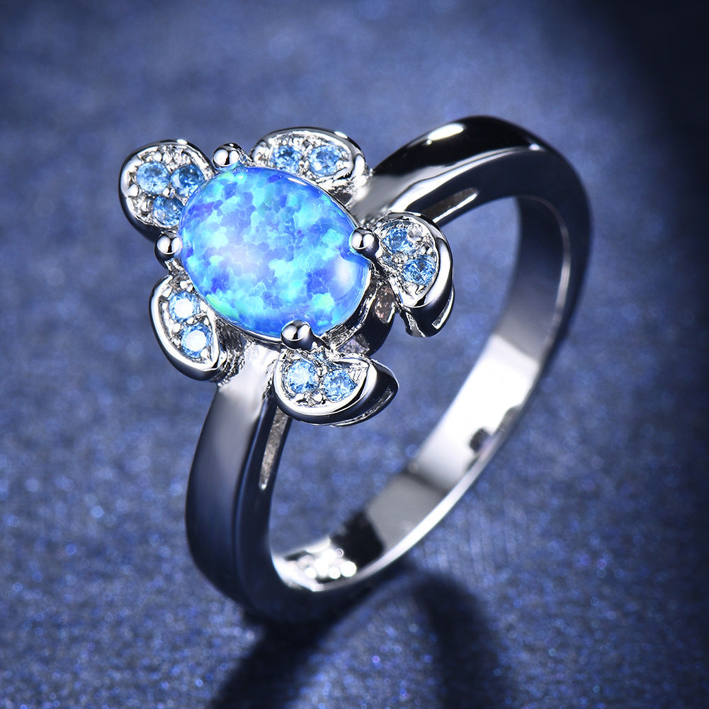 Popular jewelry water blue diamond Turtle Ring Brand: aeac