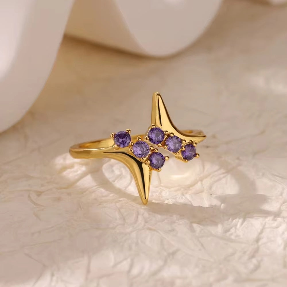 Retro Affordable Luxury Open Purple Zircon Ring Brand: aeac