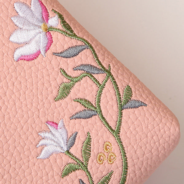 Flower Embroidery Phone Bag With Lock Buckle Outdoor Long Wallet Fashion Shoulder And Crossbody Bags Brand: aeac