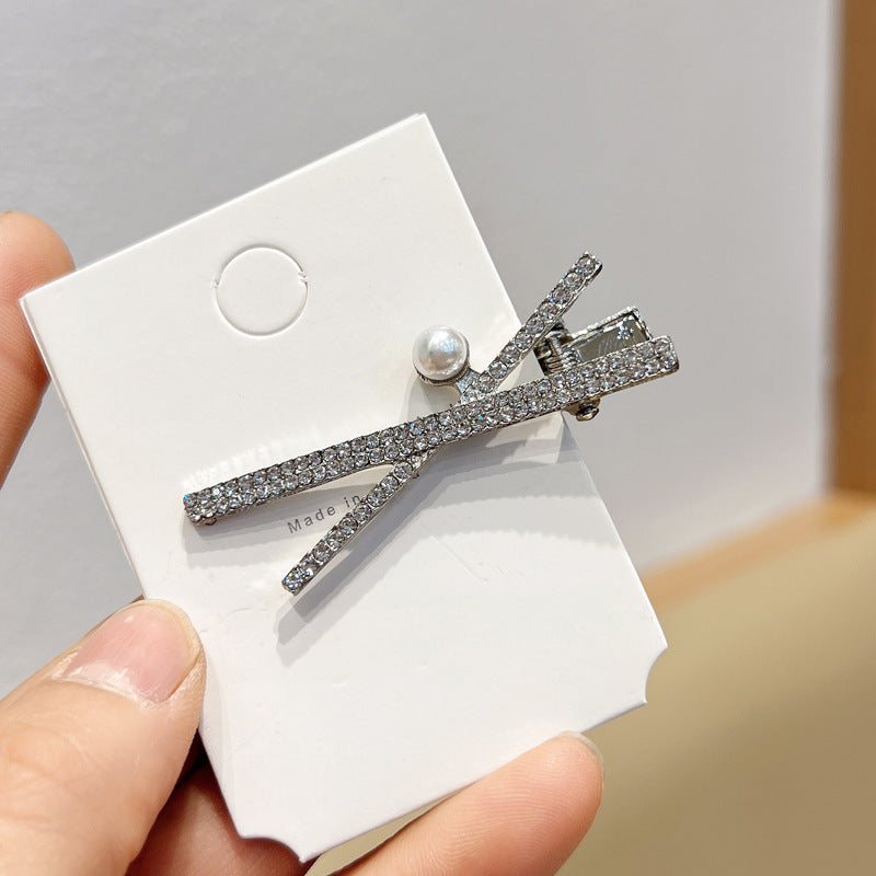 Fashion Silver Cross X-shaped Rhinestone Barrettes Women Brand: aeac