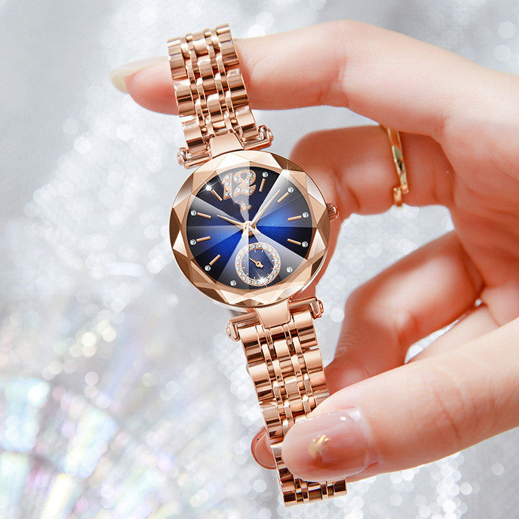 Women's Fashionable Multi-pronged Gradient Glass With Diamond Face Watch Brand: aeac