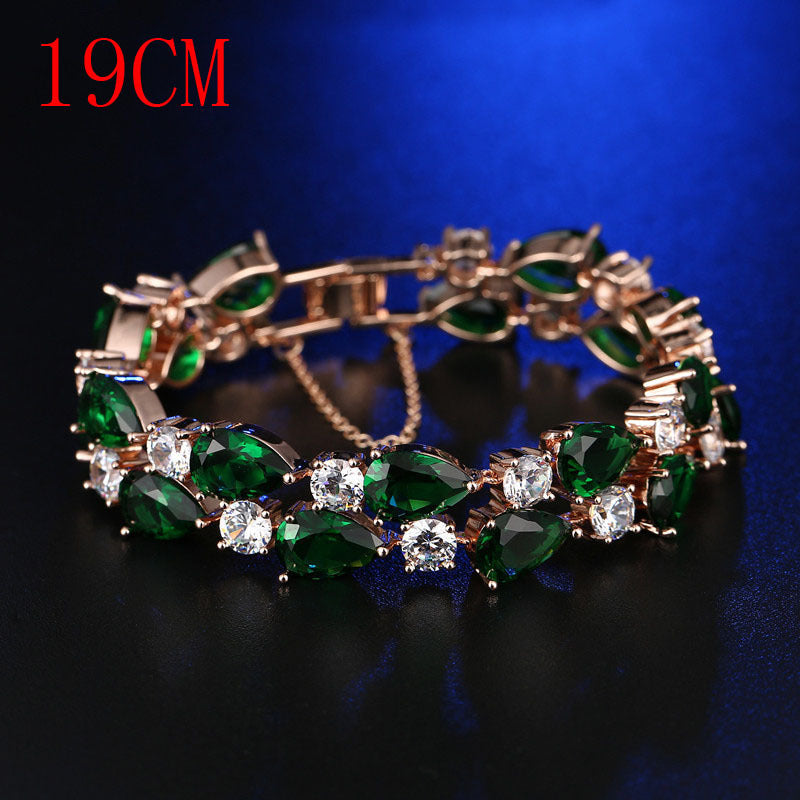 Golden Pleated Transparent Cubic Zircon Bracelet Bracelet Bridal Gift Brand: aeac