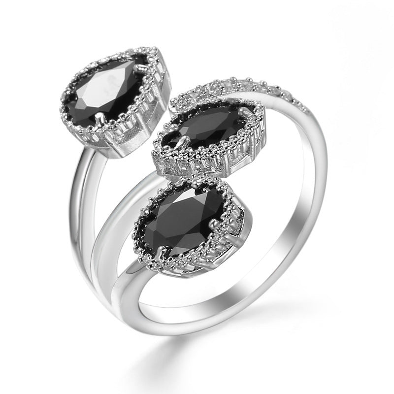Water Drop Blue Zircon Open Copper Ring Brand: aeac