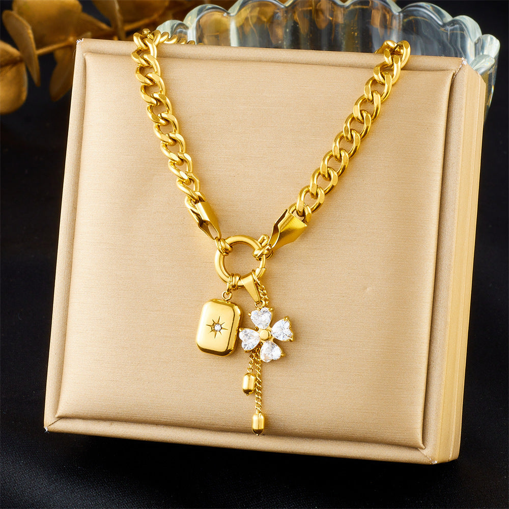 Tassel Stainless Steel Bracelet And Necklace Set Trendy Jewelry Brand: aeac