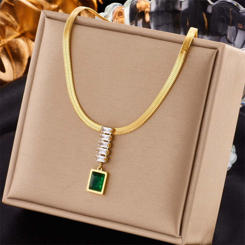 Diamond Square Pendant Titanium Steel Twin Necklace Brand: aeac