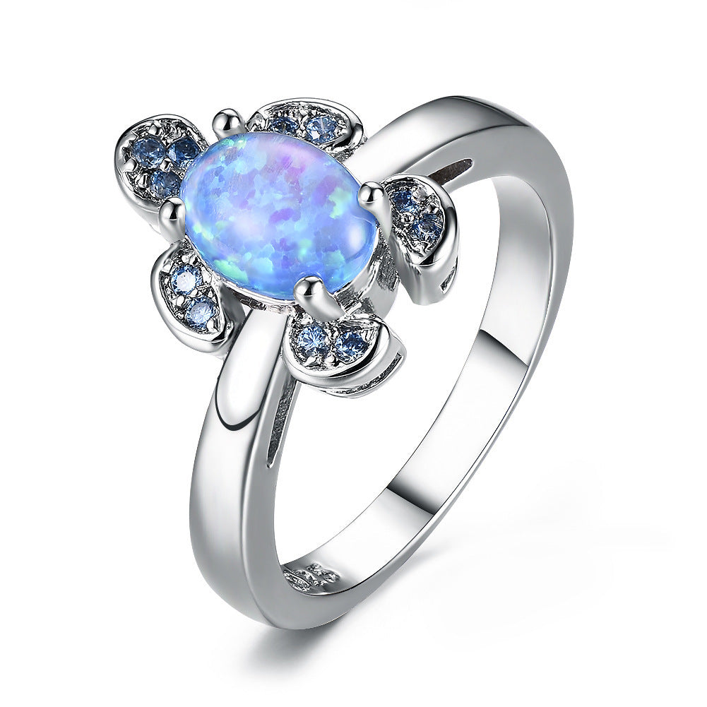 Popular jewelry water blue diamond Turtle Ring Brand: aeac
