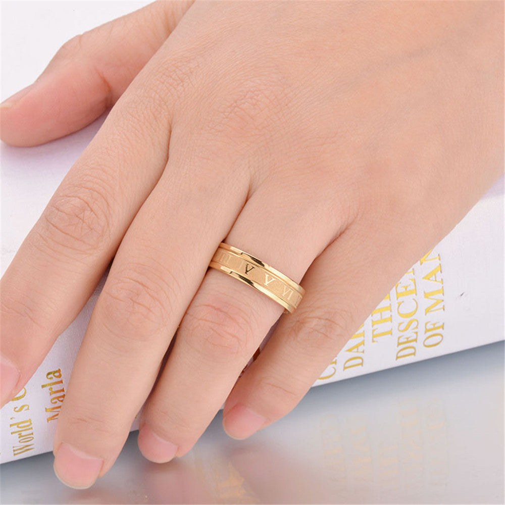 Punk ring stainless steel straight edge Roman numeral ring Brand: aeac