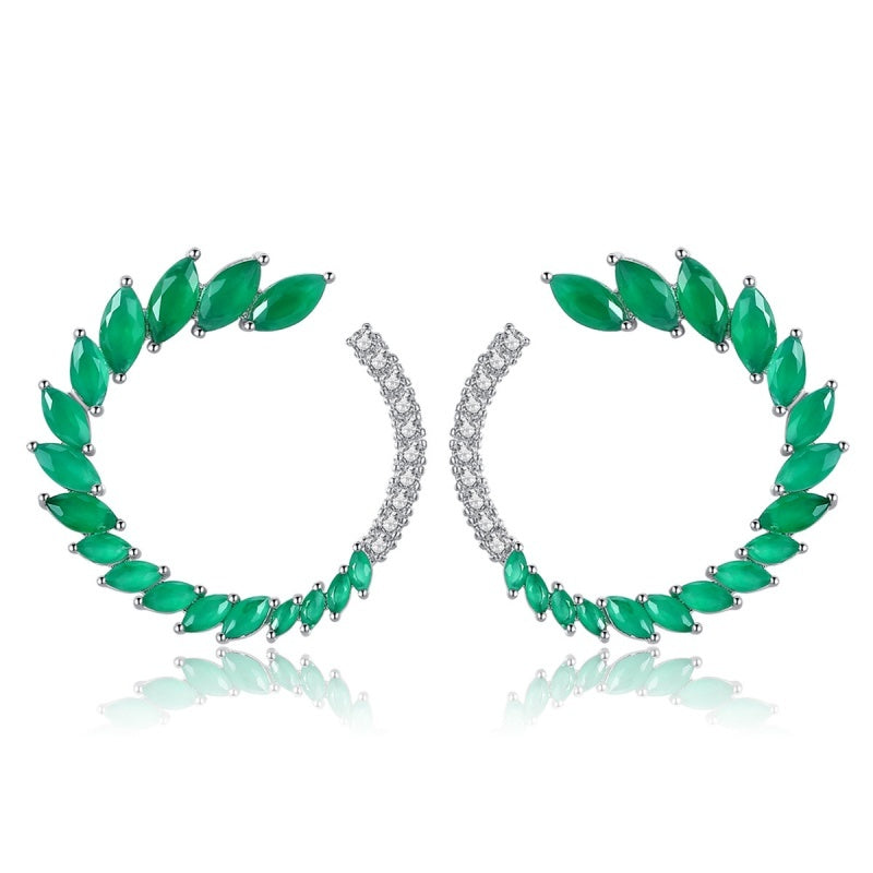 Green Zirconium Ear Ring Copper Inlaid Crystal Stylish Popular Personalized Simple Brand: aeac
