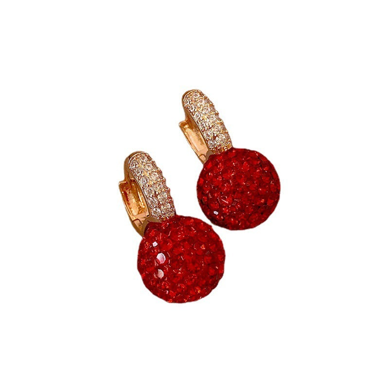 Red Earrings Fashion Stud Earrings Korean Temperament Birth Year Earrings Brand: aeac