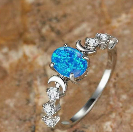 New Love Moon Three Claw Ring On Both Sides Simple Brand: aeac