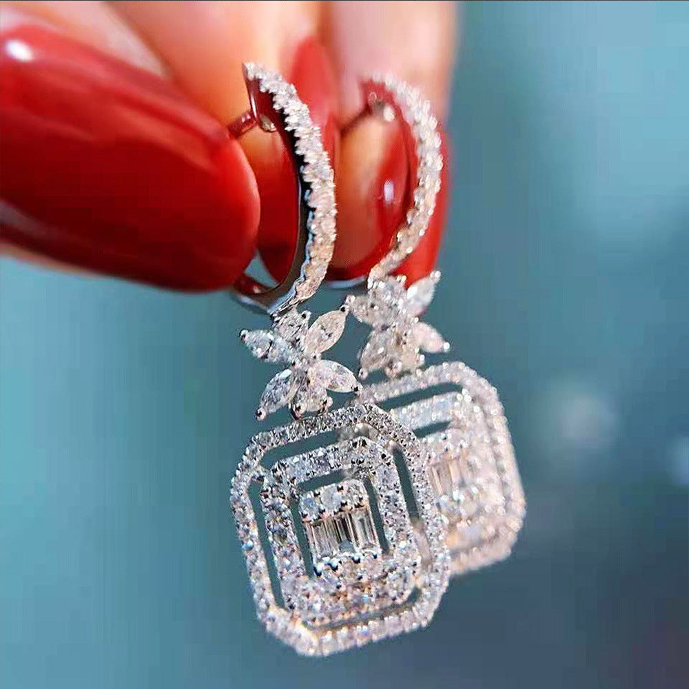 Women's Fashion Full Of Diamonds Micro-set Zirconia Bow Earrings Brand: aeac