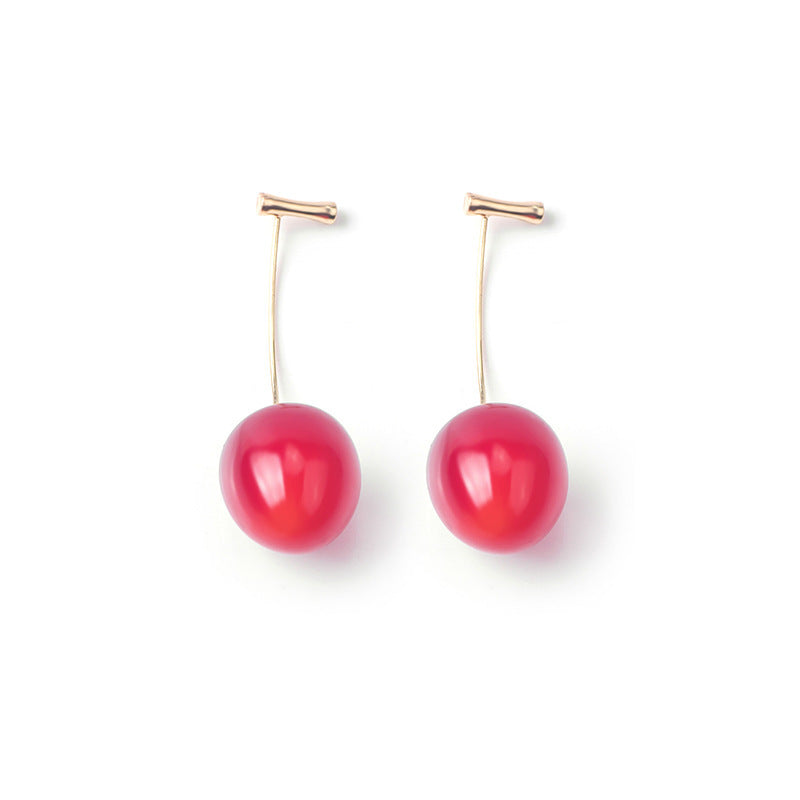 Artificial Red Gradient Cherry Cherry Pearl Earrings Brand: aeac
