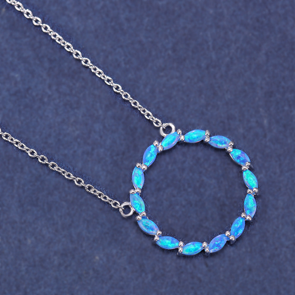 Platinum Opal Circle Pendant Necklace Lady Brand: aeac