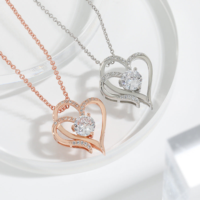 Double Heart Zircon Necklace – Personalized Love Pendant Brand: aeac
