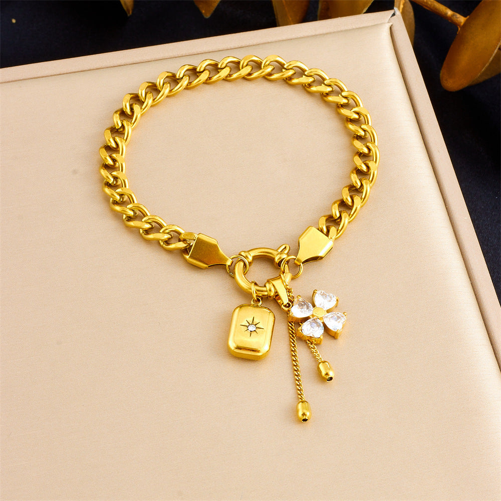 Tassel Stainless Steel Bracelet And Necklace Set Trendy Jewelry Brand: aeac