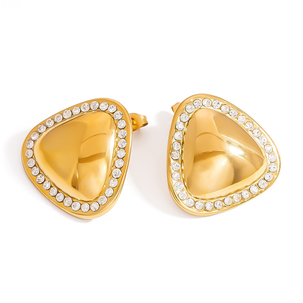European And American Titanium Steel Ear Studs Light Luxury High-grade Dripping Oil Brand: aeac