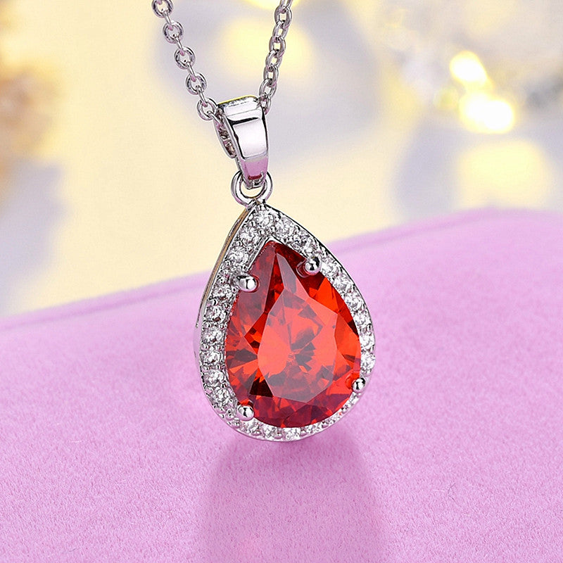 Zircon Platinum-plated Temperament AAA Crystal Drop Pendant Exquisite Necklace Brand: aeac