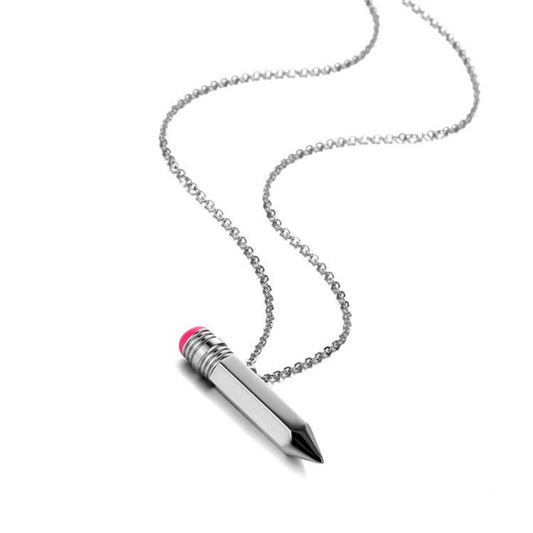 Stainless Steel Necklace European And American Mini Empty Tube Pencil Brand: aeac