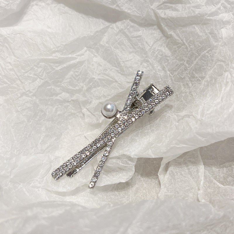 Fashion Silver Cross X-shaped Rhinestone Barrettes Women Brand: aeac