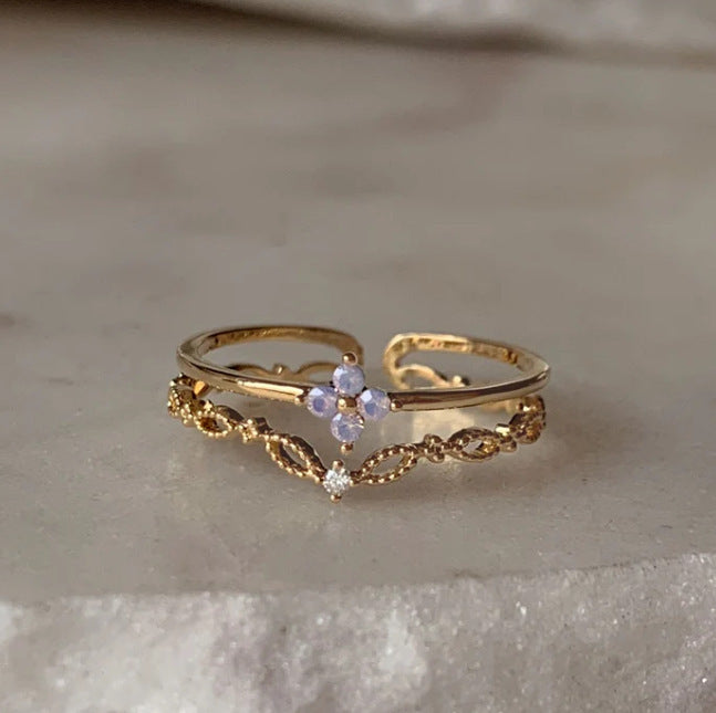 Retro Pink Heart Butterfly Flower Ring – Cute Multi-Element Open Design Brand: aeac
