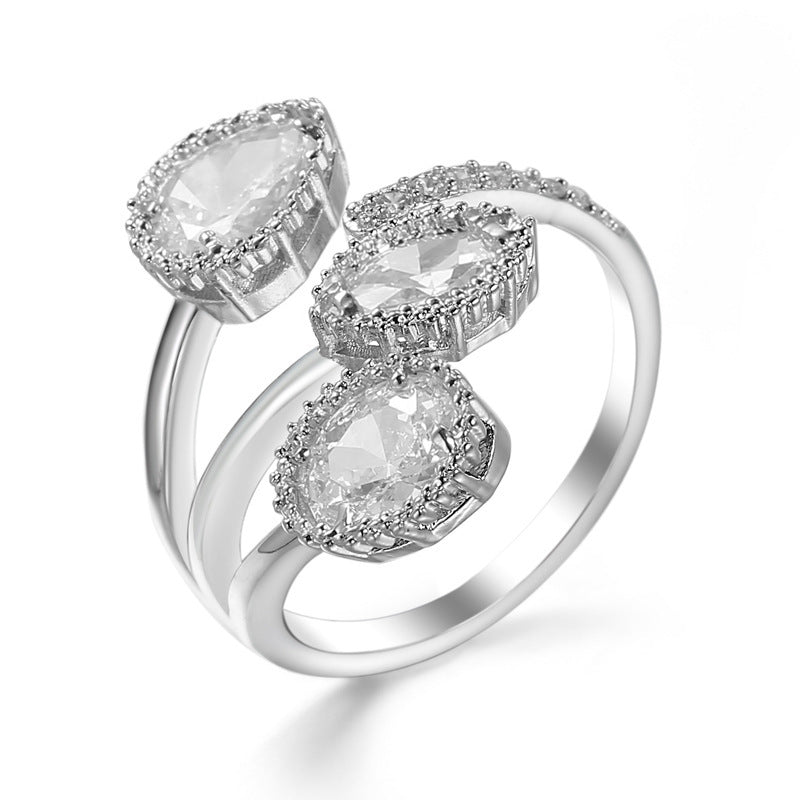 Water Drop Blue Zircon Open Copper Ring Brand: aeac