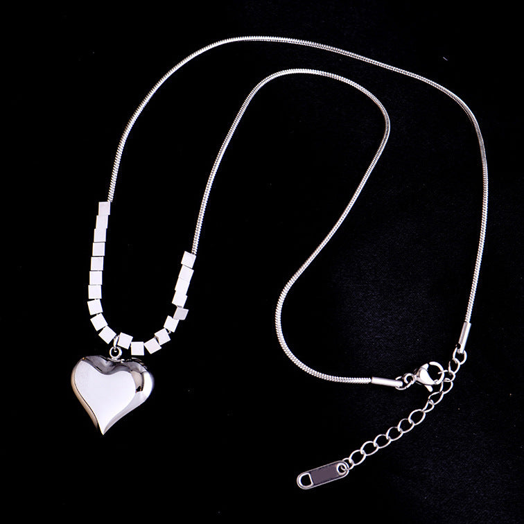 Women's Square Titanium Steel Heart Necklace Brand: aeac