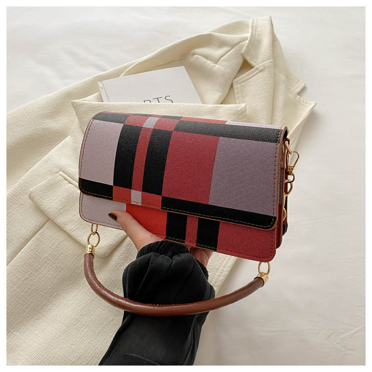 One-shoulder Portable Underarm Flow Color Contrast Patchwork Small Square Bag Brand: aeac