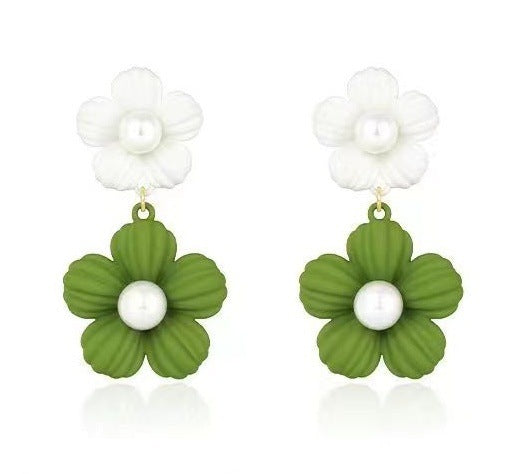 White Flower Summer Earrings Asymmetric Eardrops Brand: aeac