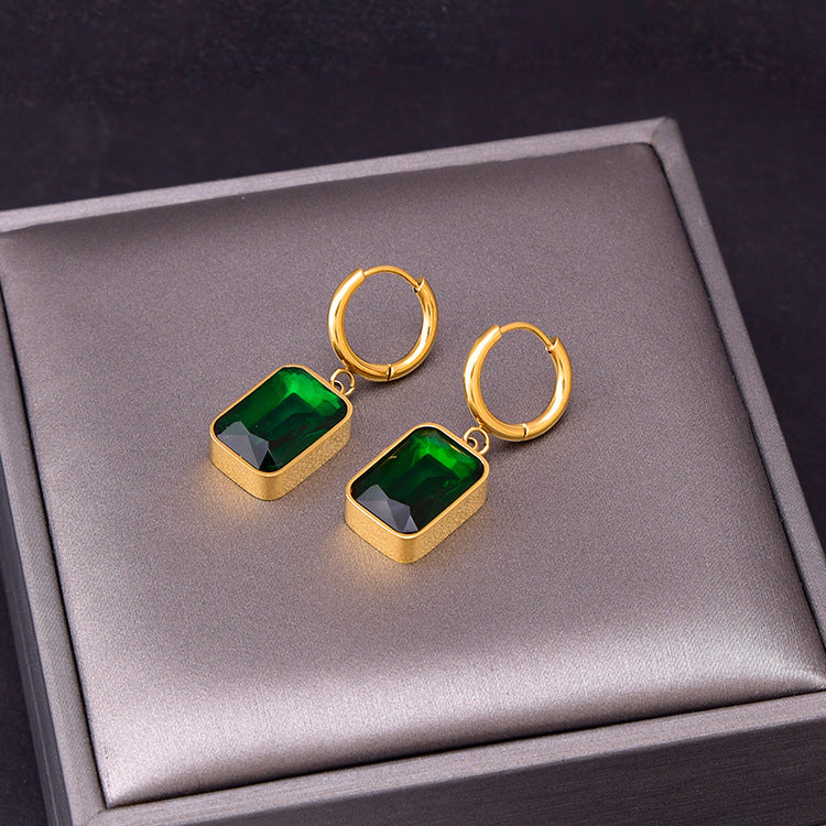 Women's Emerald Double-layer Wheat Lvzuan Necklace Earrings Brand: aeac