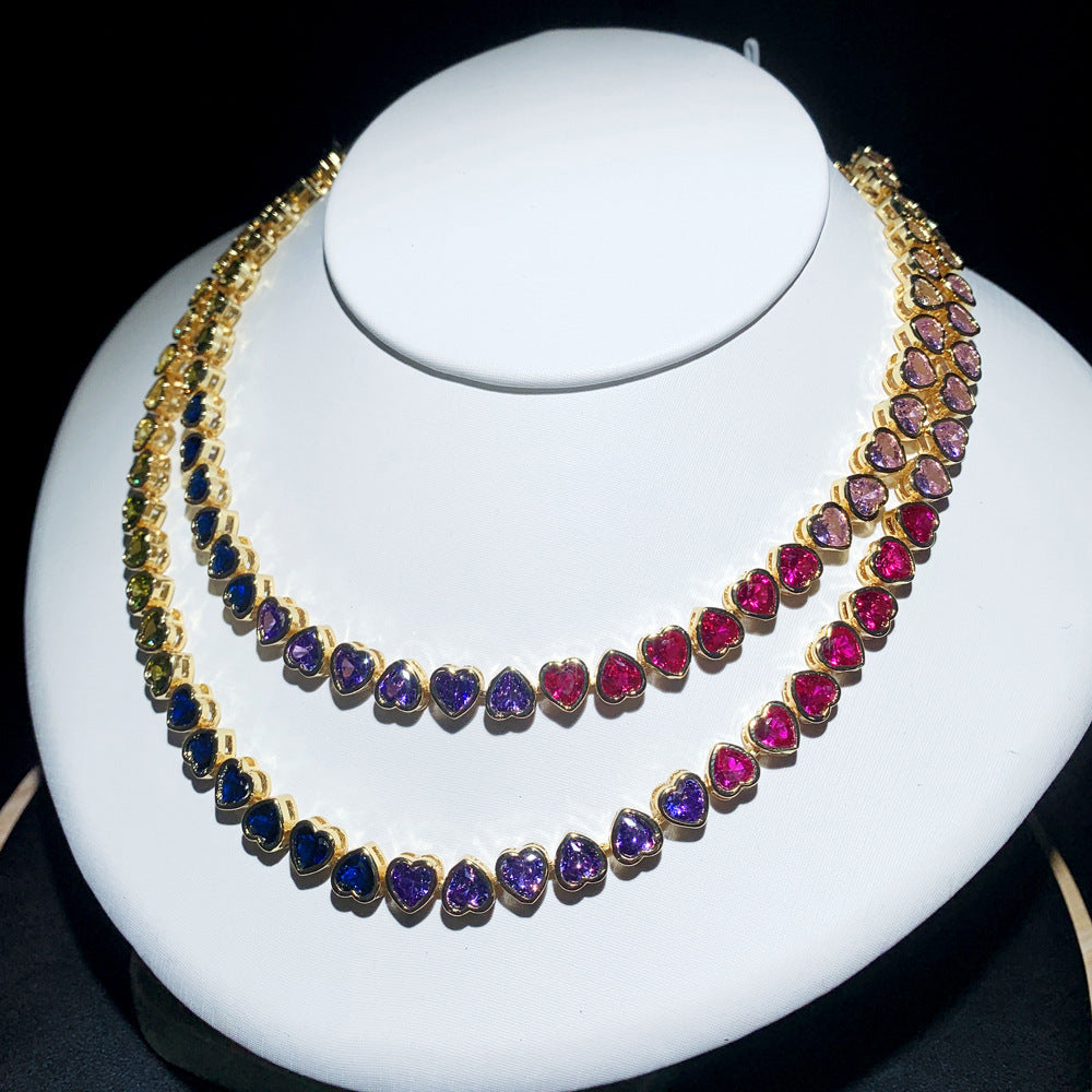 Women's Creative All-match Heart-shaped Zircon Necklace Brand: aeac
