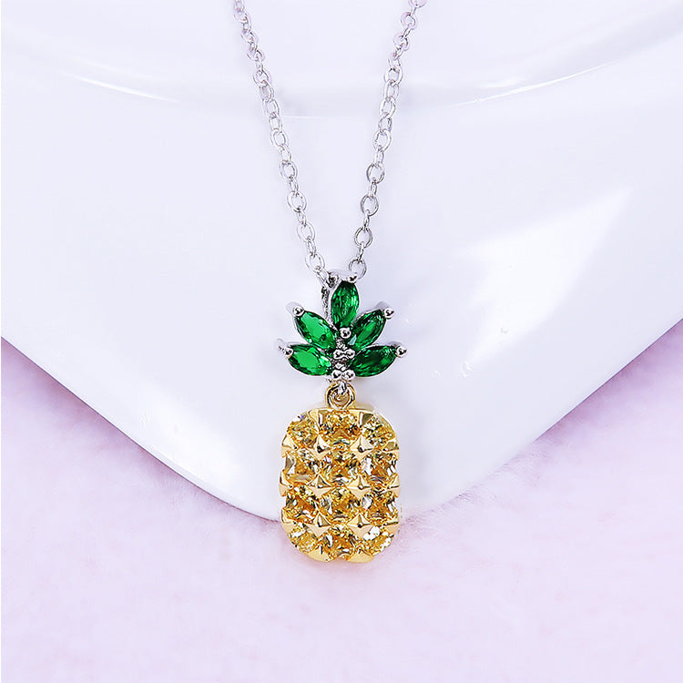 Crystal Pineapple Earrings Necklace Set Coconut Tree Earrings Brand: aeac
