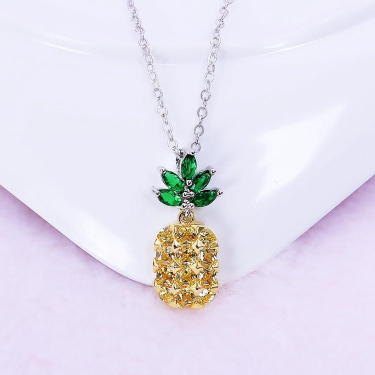 Crystal Pineapple Earrings Necklace Set Coconut Tree Earrings Brand: aeac