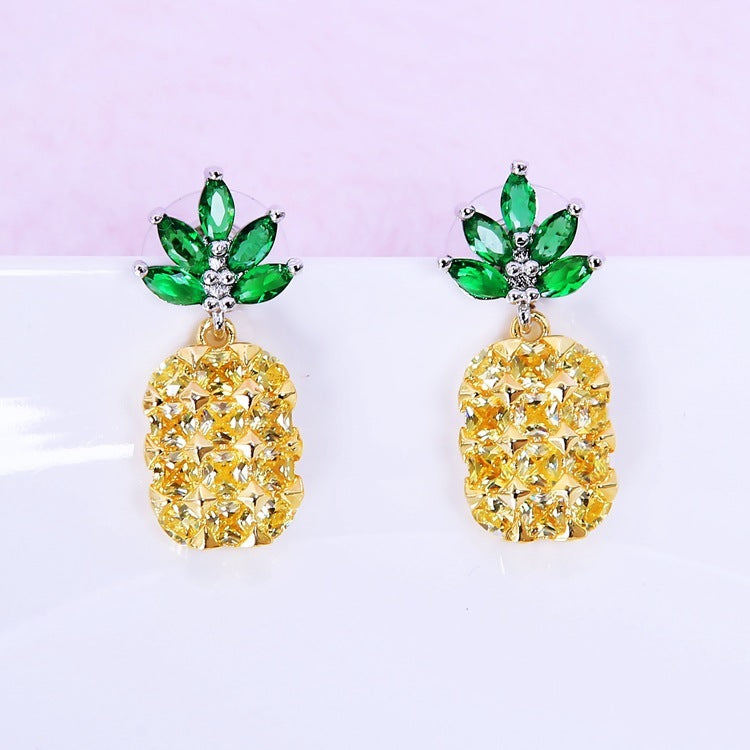 Crystal Pineapple Earrings Necklace Set Coconut Tree Earrings Brand: aeac