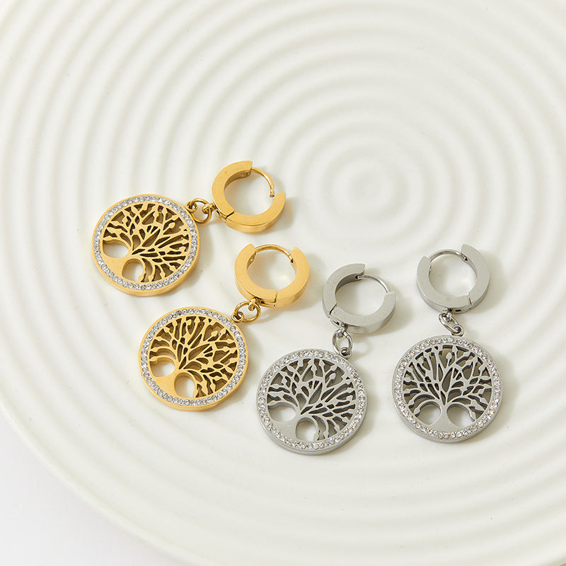 Diamond Tree Of Life Personality Earrings Brand: aeac
