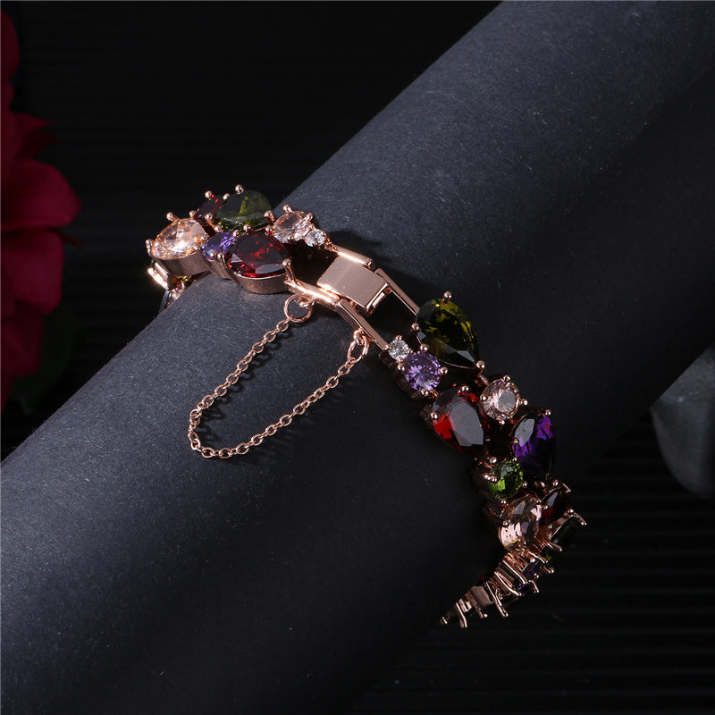 Golden Pleated Transparent Cubic Zircon Bracelet Bracelet Bridal Gift Brand: aeac