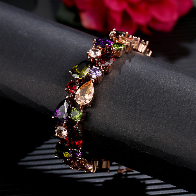 Golden Pleated Transparent Cubic Zircon Bracelet Bracelet Bridal Gift Brand: aeac