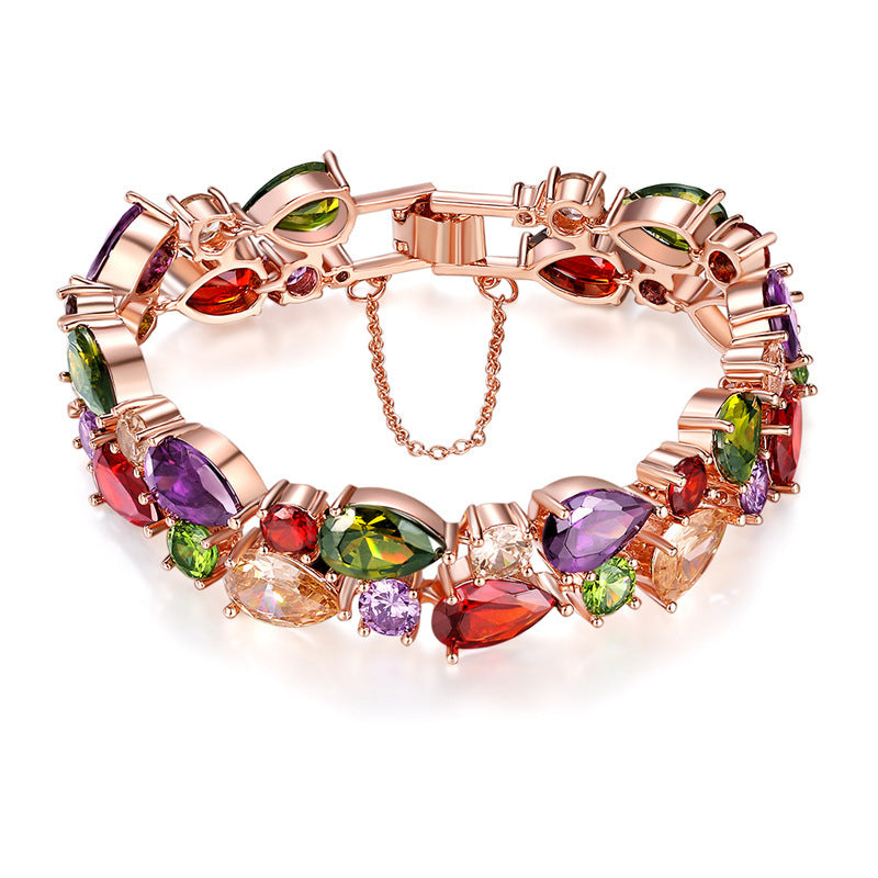 Golden Pleated Transparent Cubic Zircon Bracelet Bracelet Bridal Gift Brand: aeac
